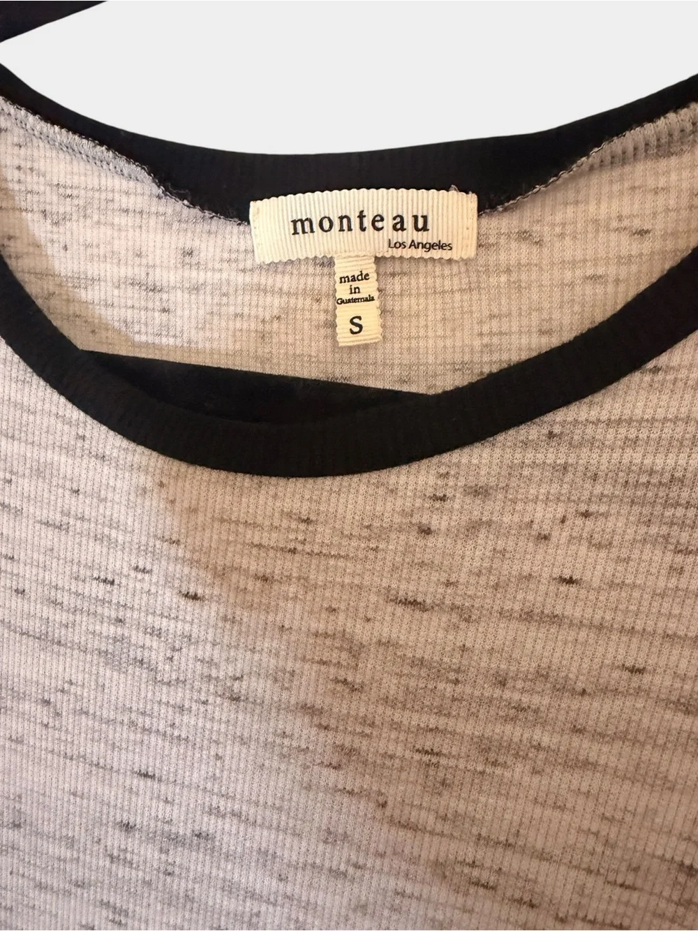 (Size S) Monteau Los Angeles Heathered Ribbed Contrast Trim Skater Dress